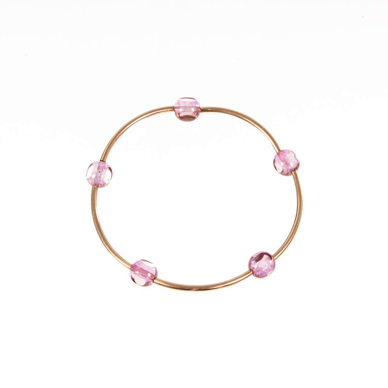Clear Pink Czech Glass Bracelet