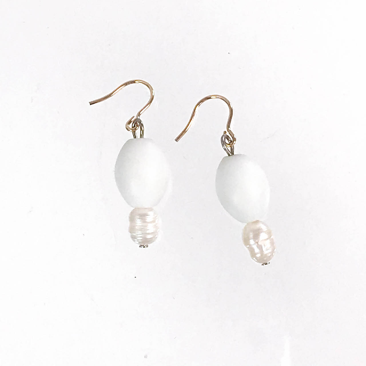 White Pearl and Glass Earring