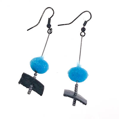 Electric Blue Pom-pom Earrings